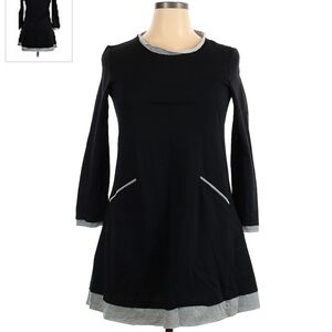 NWT Clocolor Long Sleeve Black Dress Grey Accents Women's XL Round Neck Cute EUC